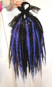 14 Blue Black Purple Pony Dread Wig Hairfalls Goth Emo Fairy Alt