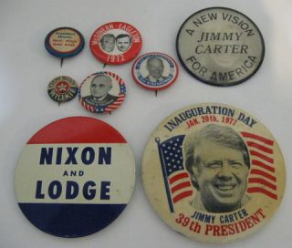Presidential Canidates Political Buttons Lot 8 Truman Eisenhower Nixon