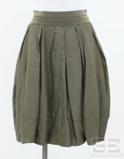donna karan olive green pleated skirt size small