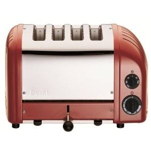 this dualit classic 4 slice toaster in a bold red finish is specially