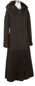 New Womens Donnybrook Long Wool Blend Faux Fur Trim Hooded Coat Jacket