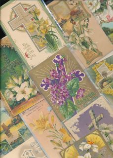 Lot of 12 Beautiful Easter Cross Antique Postcards ZZ968
