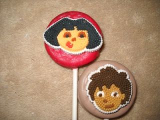 Chocolate Covered Oreo Dora or Diego Icing Decoration Lollipop/Favor