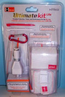 Nintendo DS Lite Accessories Bundle White Red Kit Case