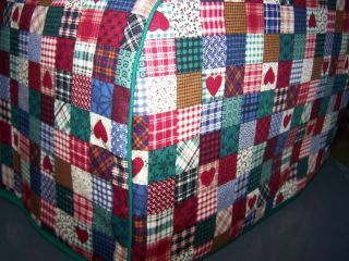  Patchwork Hearts Quilted Fabric 4 Slice Toaster Cover New