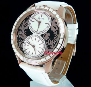 Guess Watch Ladies Dual Time Stones Rose Gold W19522L1