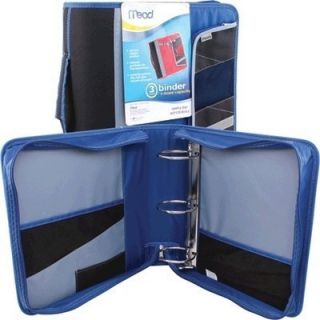 MEAD 28100 3 ZIPPER BINDER WITH HANDLE ASSORTED COLORS RED BLUE PINK