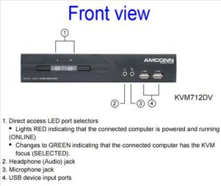 Port DVI Audio USB KVM Switch 712DV w Cable US3