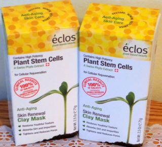 eclos PLANT STEM CELLS ANTI AGING SKIN RENEWAL CLAY MASK Lot of 2
