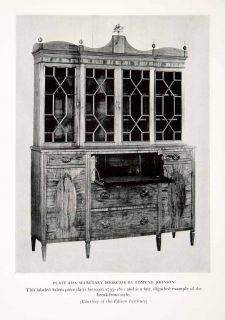 1939 Print Edmund Johnson Breakfront Secretary Bookcase Cabinet Desk
