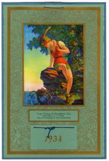 Vintage 1934 Pin Up Calendar Eggleston Paradise of Peter Pan Art Deco