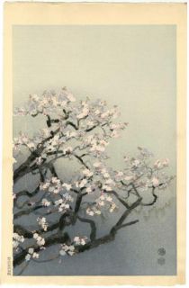 KOTOZUKA EIICHI   Japanese Woodblock Print CHERRY BLOSSOMS 1940s