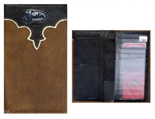 Mens Genuine Justin Boots Leather Checkbook Bi Fold Wallet