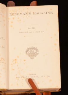 1884 88 2vol Longmans Magazine Volumes III and XI Literary Magazine