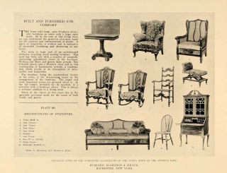 1918 Print Hubbard Eldredge Miller Furniture Jacobean Original
