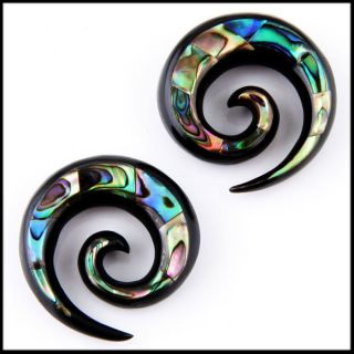  with Abalone Shell Inlay Ear Plugs Gauges Ear Taper Stretcher