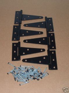 Strap T Hinges Heavy Duty Set of 6 Sheds Playhouse Barn Shed