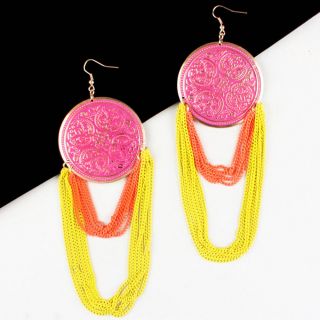  Big Round Cocktail Party Dangle Chain Long Women Earrings