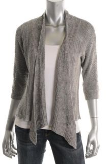 Eileen Fisher New Gray Linen Open Front Cardigan Sweater Petites PM