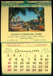  Calendar From Youngs Furniture Store in Dunsmuir, California MINT