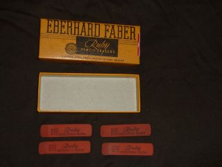 Vintage Eberhard Faber Ruby Pencil Erasers wint box. No. 112