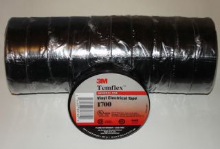 3M Temflex 1700 Vinyl Electrical Tape Black 10 Rolls Car 12V Wiring