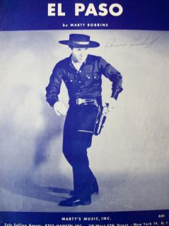 El Paso by Marty Robbins sheet music c 1959 RARE COLLECTORS ITEM