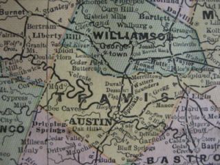 Original 1894 Railroad Map East Texas Austin Galveston Houston San