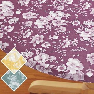 Floral Garden Elasticized Tablecover   Burgundy  Small Round   Fits 40