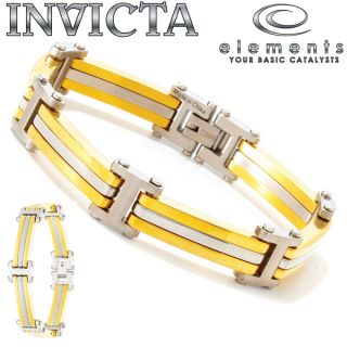 Invicta Elements Mens Bracelet Two Tone Stainless Steel & 18K Gold