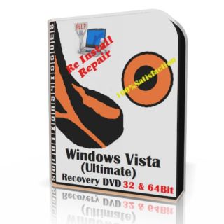 Windows Vista Ultimate re Install DVD Repair Fit 32 64bit