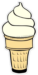 Soft Serve Ice Cream Vanilla Concession Decal Cart Cone