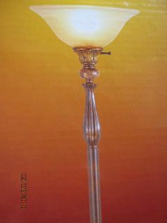 Portfolio Bronze Finish/Champagne Alabaster Glass Floor Lamp