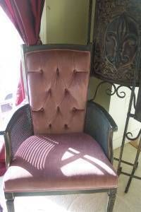 Annie Sloan Painted Cane and Upholstered Arm Chair