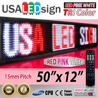 Red White Pink LED Sign 50x12 15mm Outdoor Programmable Scrolling