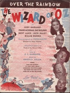  WIZARD OF OZ film song OVER THE RAINBOW by Harold Arlen & E.Y. Harburg