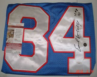 Earl Campbell Autograph Blue Houston Oilers Custom Stat Jersey JSA