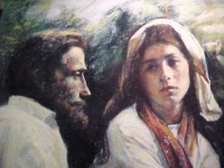 Original Evelyn Embry Pastel Painting Man Woman Couple