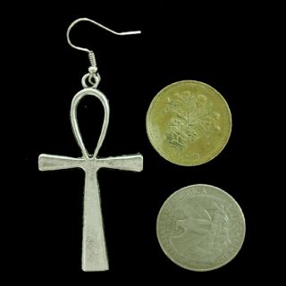 Large Silver Tone Ankh Cross Ancient Egyptian Crux The Key of Life