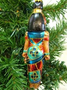Gold Colored Egyptian Isis Statue Christmas Tree Ornament.