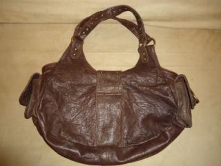 Onna Ehrlich Expresso Brown Leather Cargo Studded Shoulder Handbag