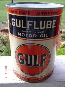 Gulf Full Motor Oil Qt Can Globe Sign Maps