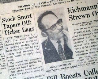 Adolph Eichmann Jewish Holocaust Organizer Nazis SS Leader Hanged 1962