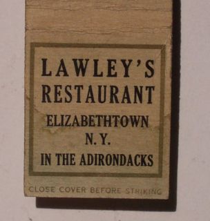 1940s Matchbook Lawleys Restaurant Elizabethtown NY MB