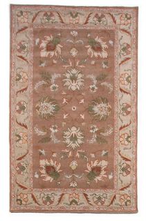 Beige Taupe Green Brown Hand Tufted Wool Area Rug 5x8