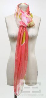 Emilio Pucci Pink Multicolor Print Long Sheer Silk Scarf