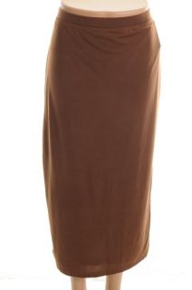 Ellen Tracy New Brown Back Slit Lined Stretch Pull on Knit Skirt M