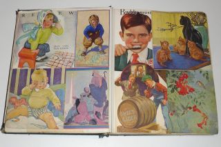 Huge 1930s Antique Scrapbook 16x20 58PGS American Illustrators