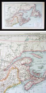 1896 Times Atlas Map East Canada New Brunswick Nova Scotia