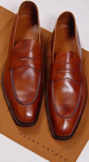 Edward Green Shoes $1390 Chestnut Antique Brown Handmade Penny Loafer